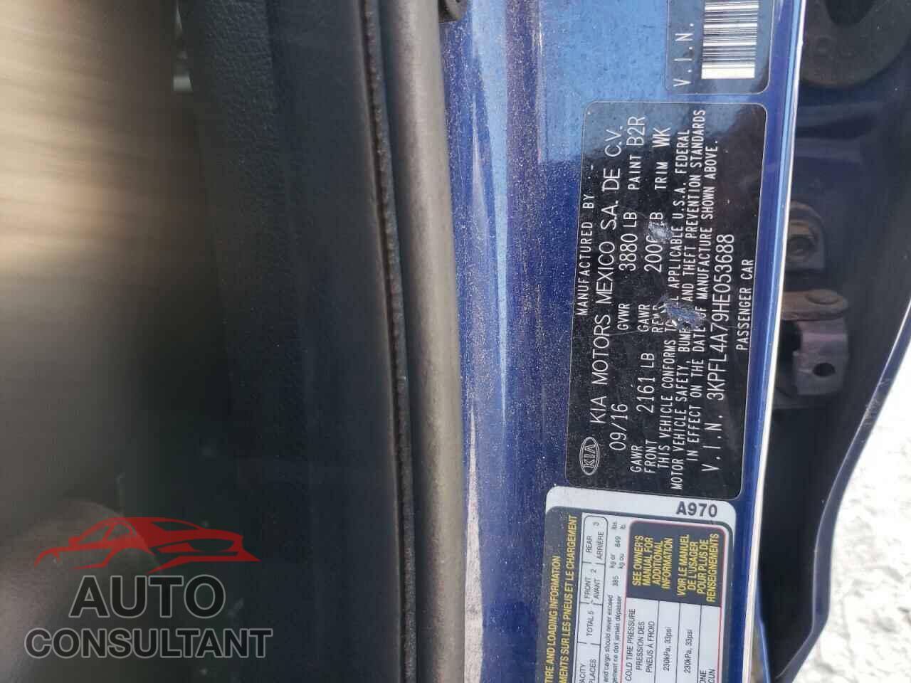 KIA FORTE 2017 - 3KPFL4A79HE053688