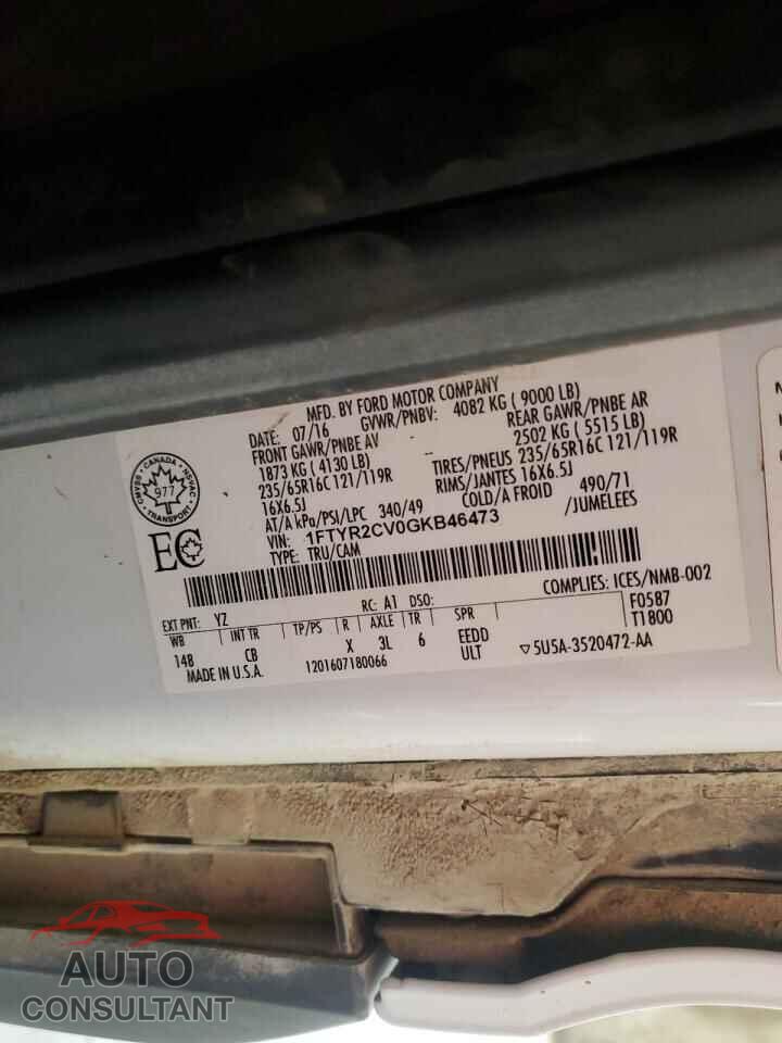 FORD TRANSIT 2016 - 1FTYR2CV0GKB46473