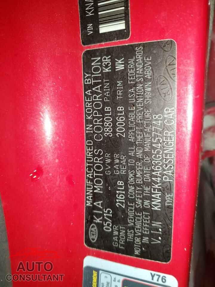 KIA FORTE 2016 - KNAFK4A63G5457748