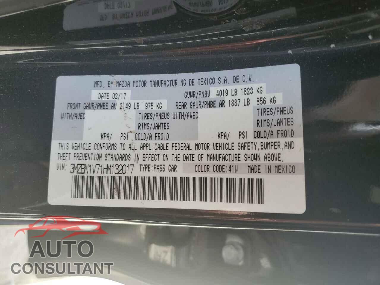 MAZDA 3 2017 - 3MZBN1V71HM132017