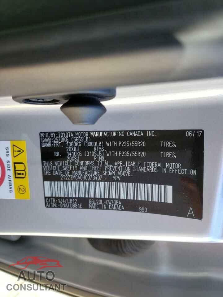LEXUS RX350 2017 - 2T2ZZMCA0HC073407