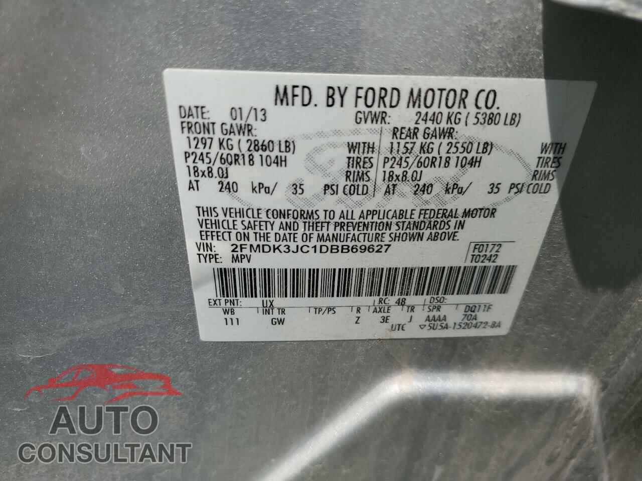 FORD EDGE 2013 - 2FMDK3JC1DBB69627