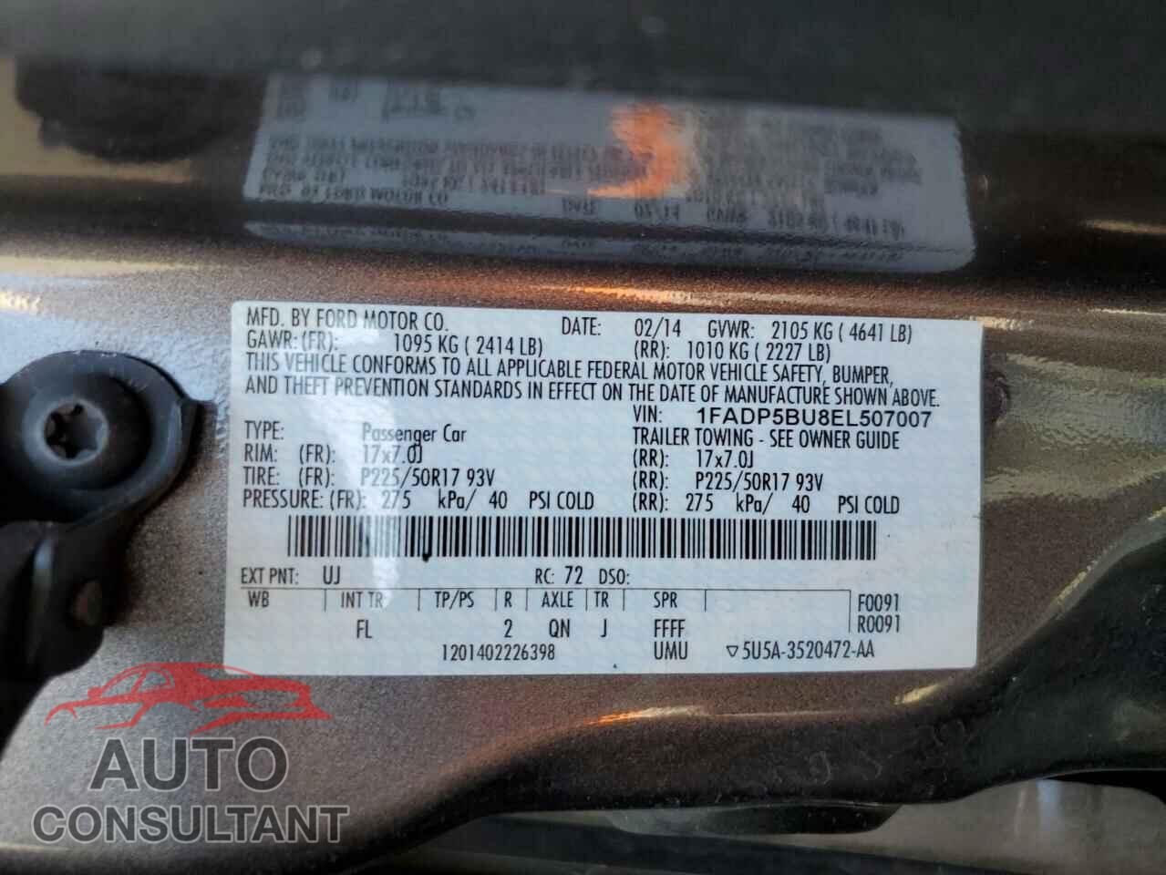 FORD CMAX 2014 - 1FADP5BU8EL507007