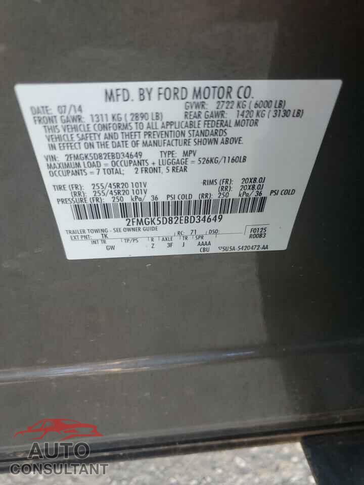 FORD FLEX 2014 - 2FMGK5D82EBD34649