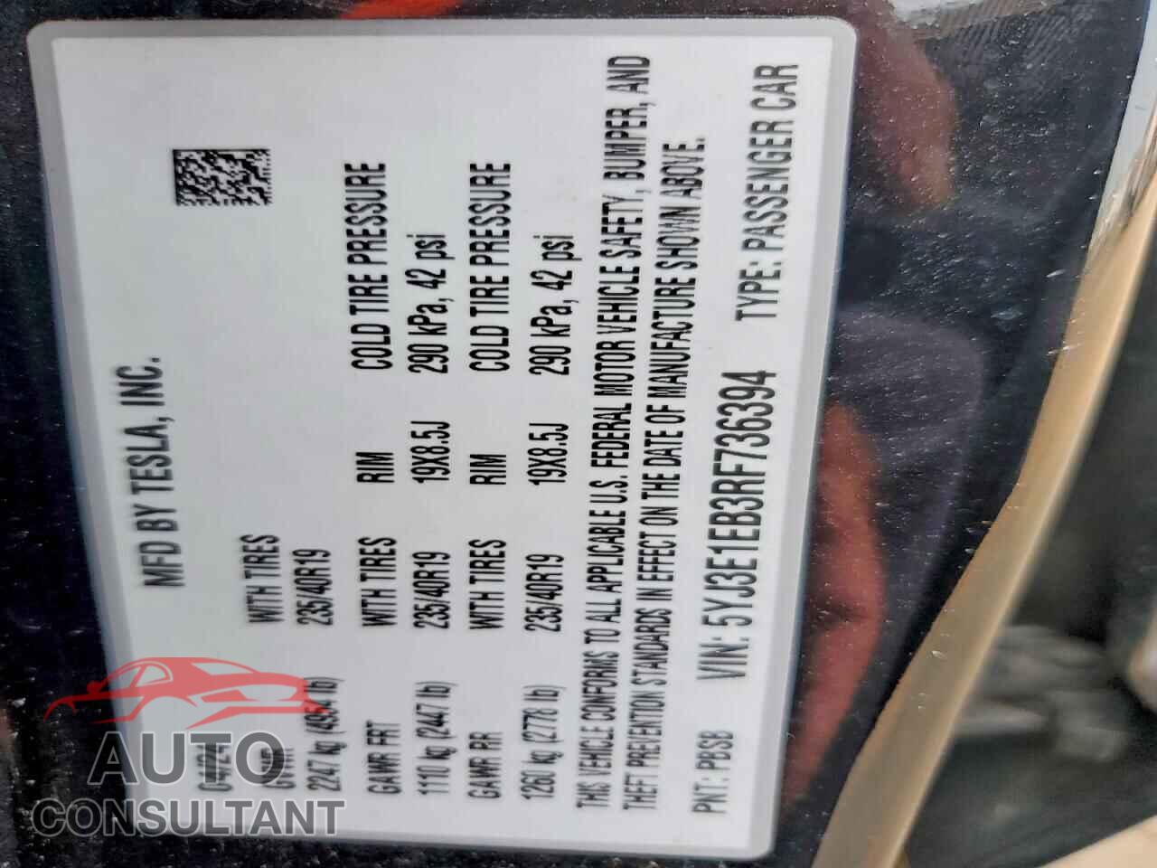 TESLA MODEL 3 2024 - 5YJ3E1EB3RF736394