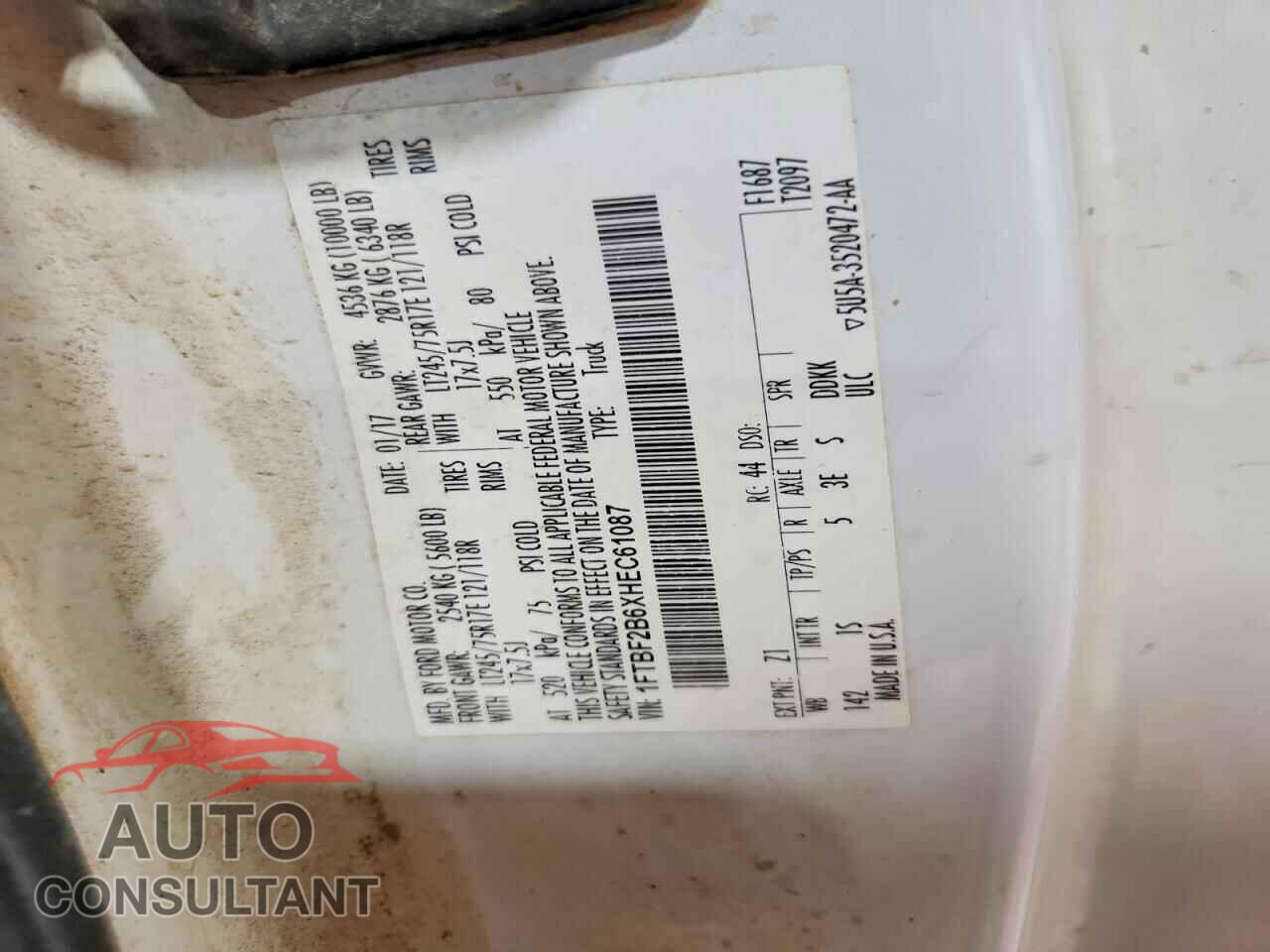 FORD F250 2017 - 1FTBF2B6XHEC61087