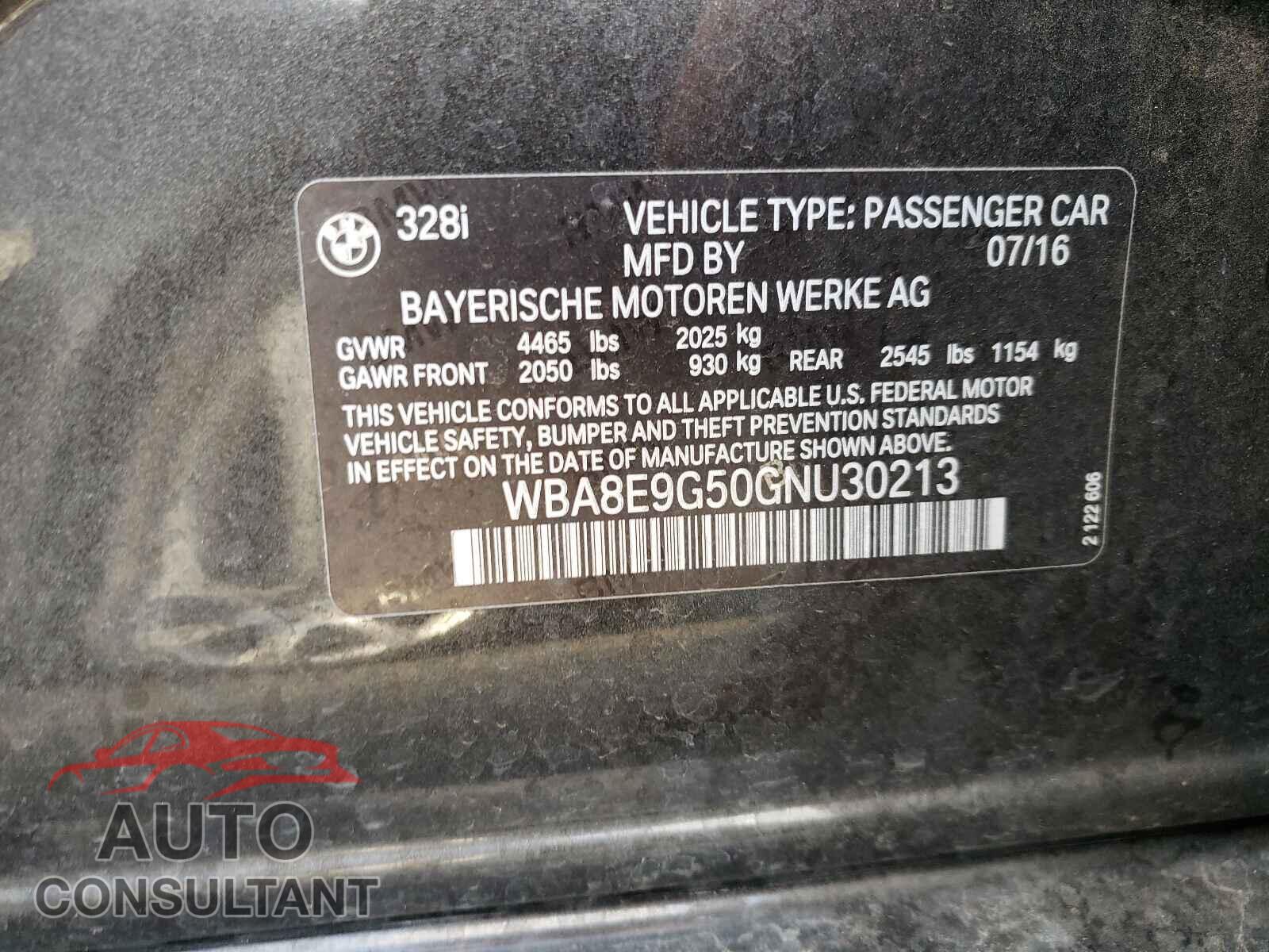 BMW 3 SERIES 2016 - WBA8E9G50GNU30213