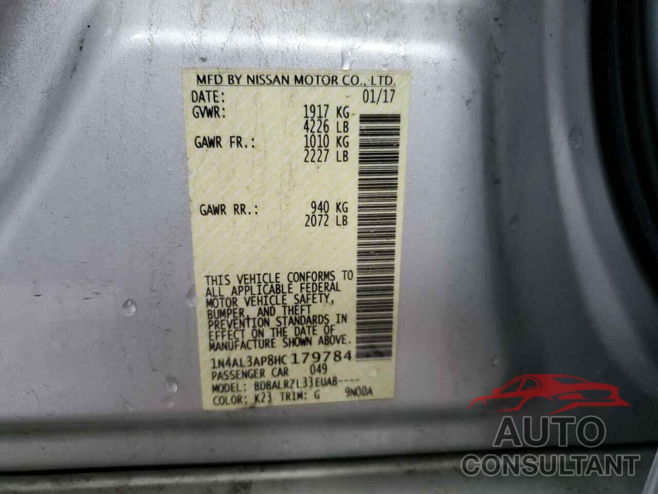 NISSAN ALTIMA 2017 - 1N4AL3AP8HC179784