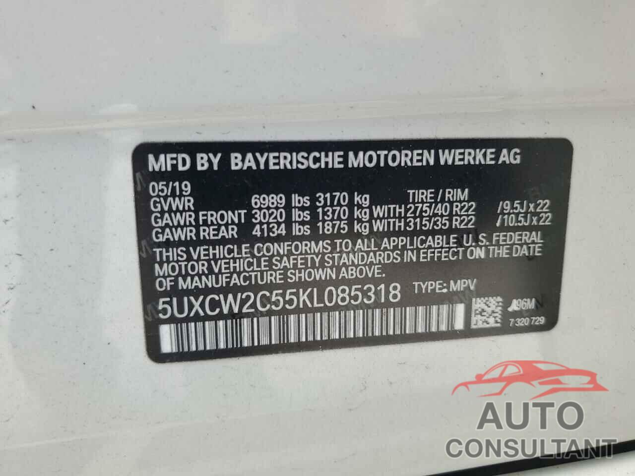 BMW X7 2019 - 5UXCW2C55KL085318