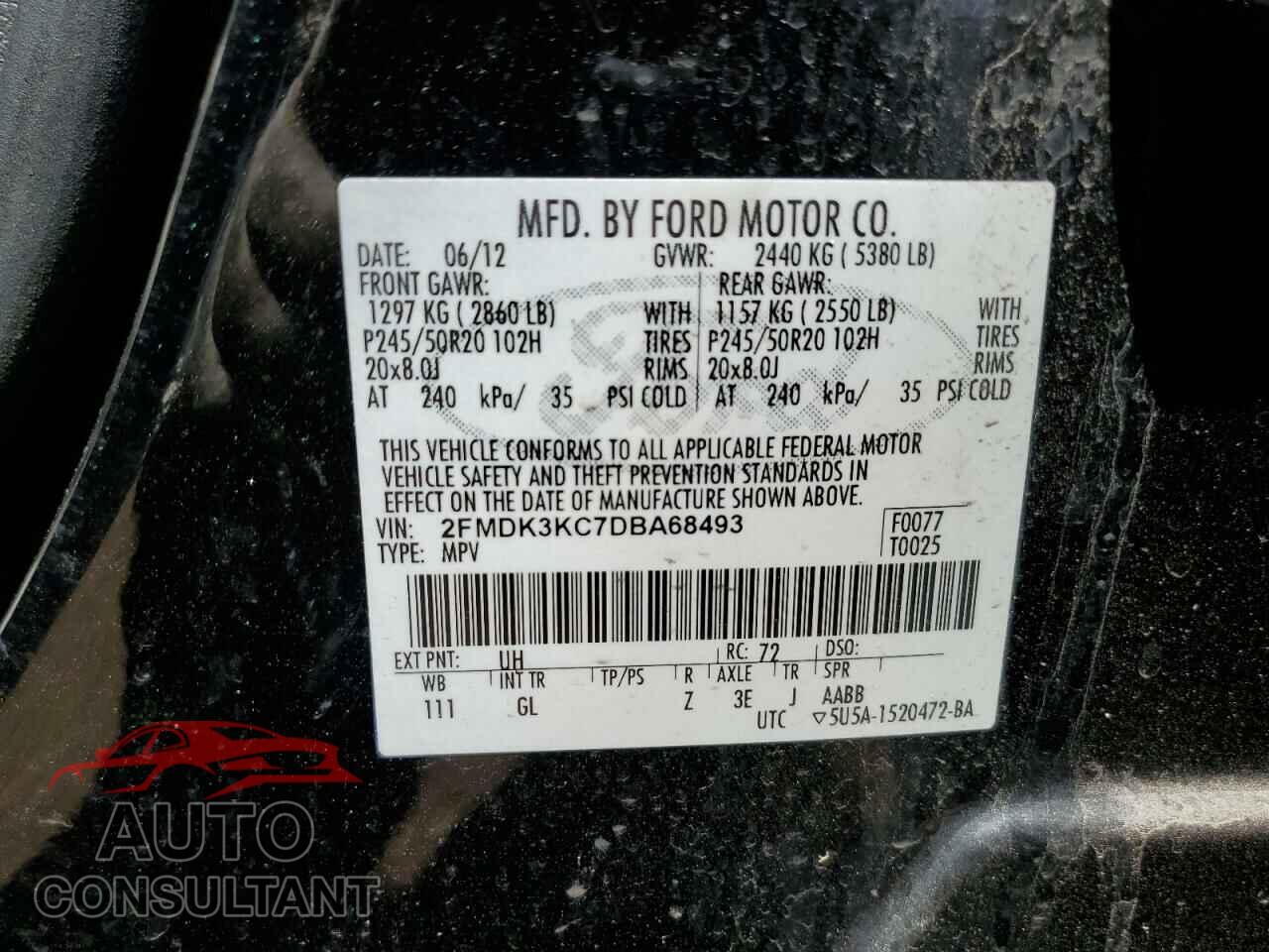 FORD EDGE 2013 - 2FMDK3KC7DBA68493