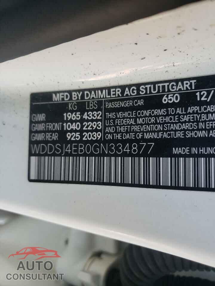 MERCEDES-BENZ CLA-CLASS 2016 - WDDSJ4EB0GN334877