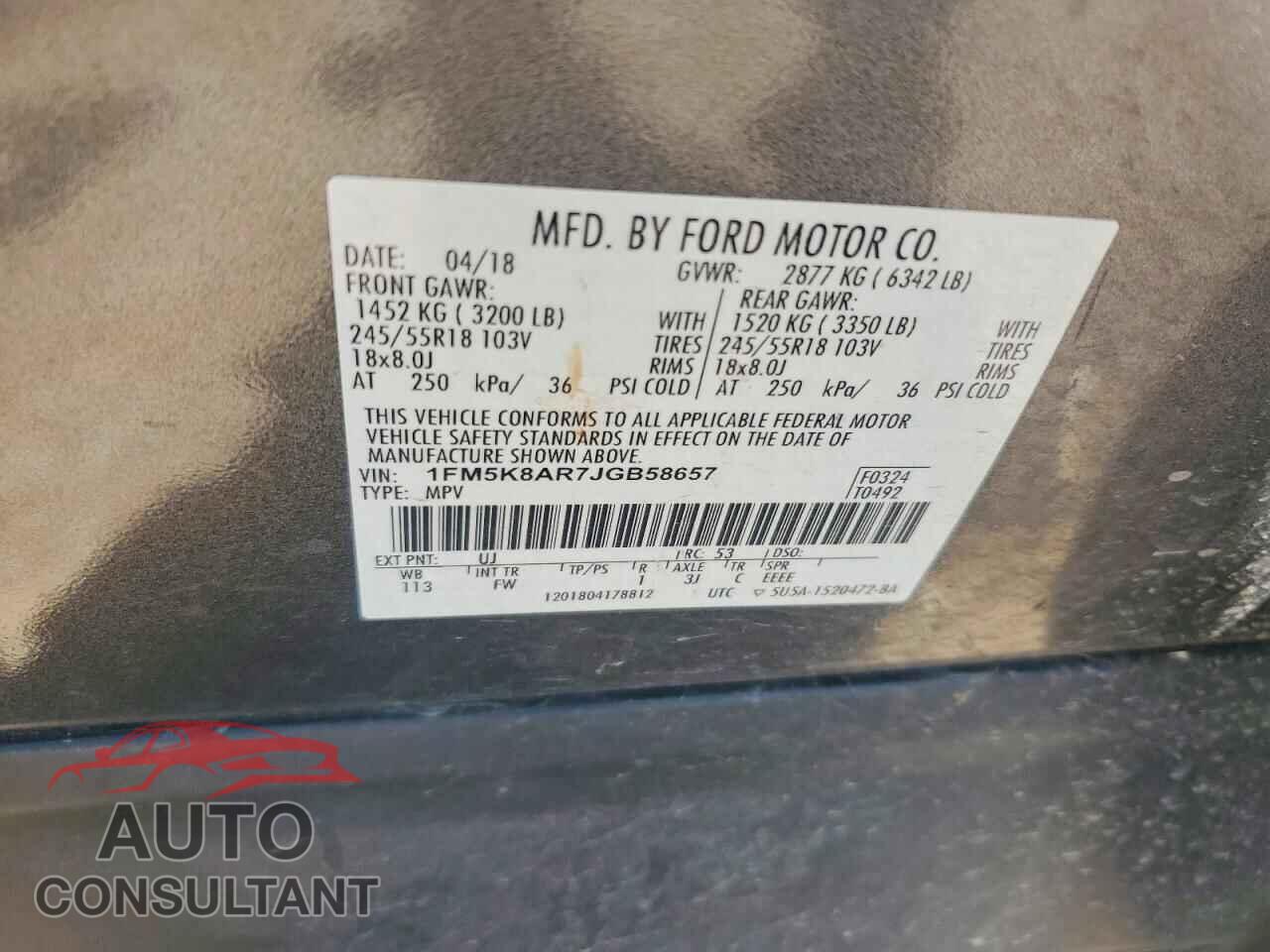 FORD EXPLORER 2018 - 1FM5K8AR7JGB58657