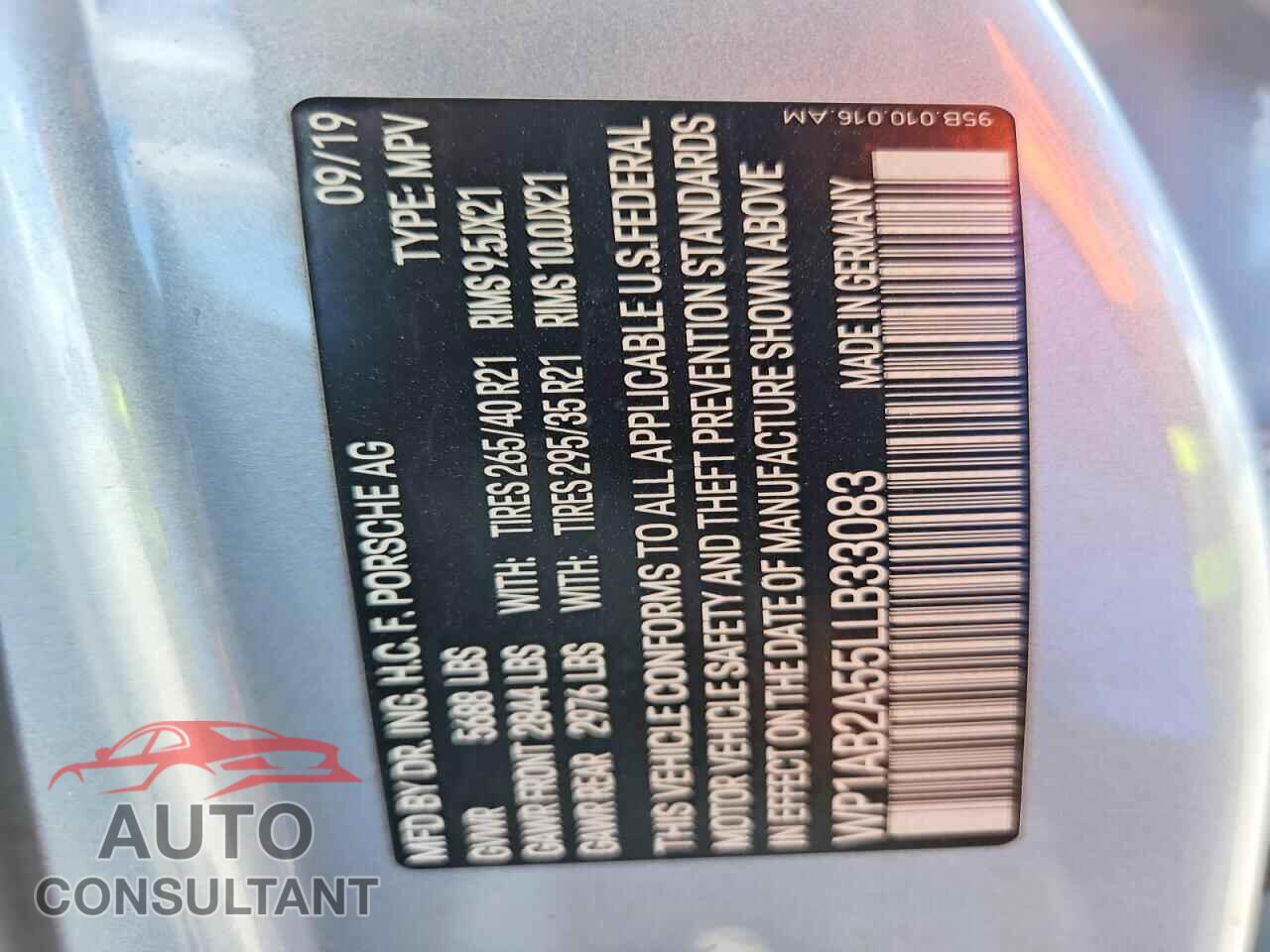 PORSCHE MACAN 2020 - WP1AB2A55LLB33083
