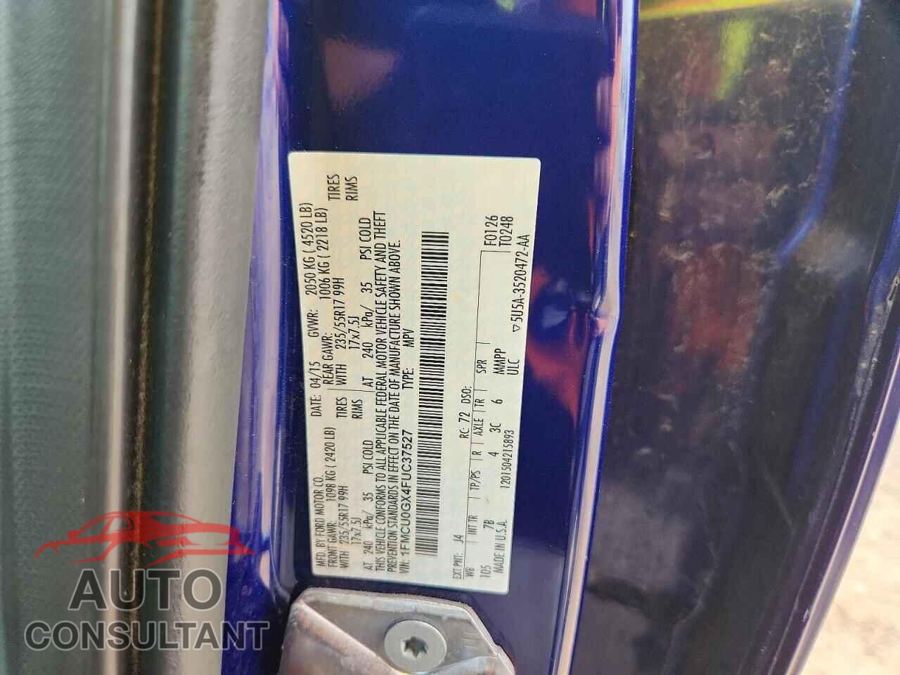 FORD ESCAPE 2015 - 1FMCU0GX4FUC37527
