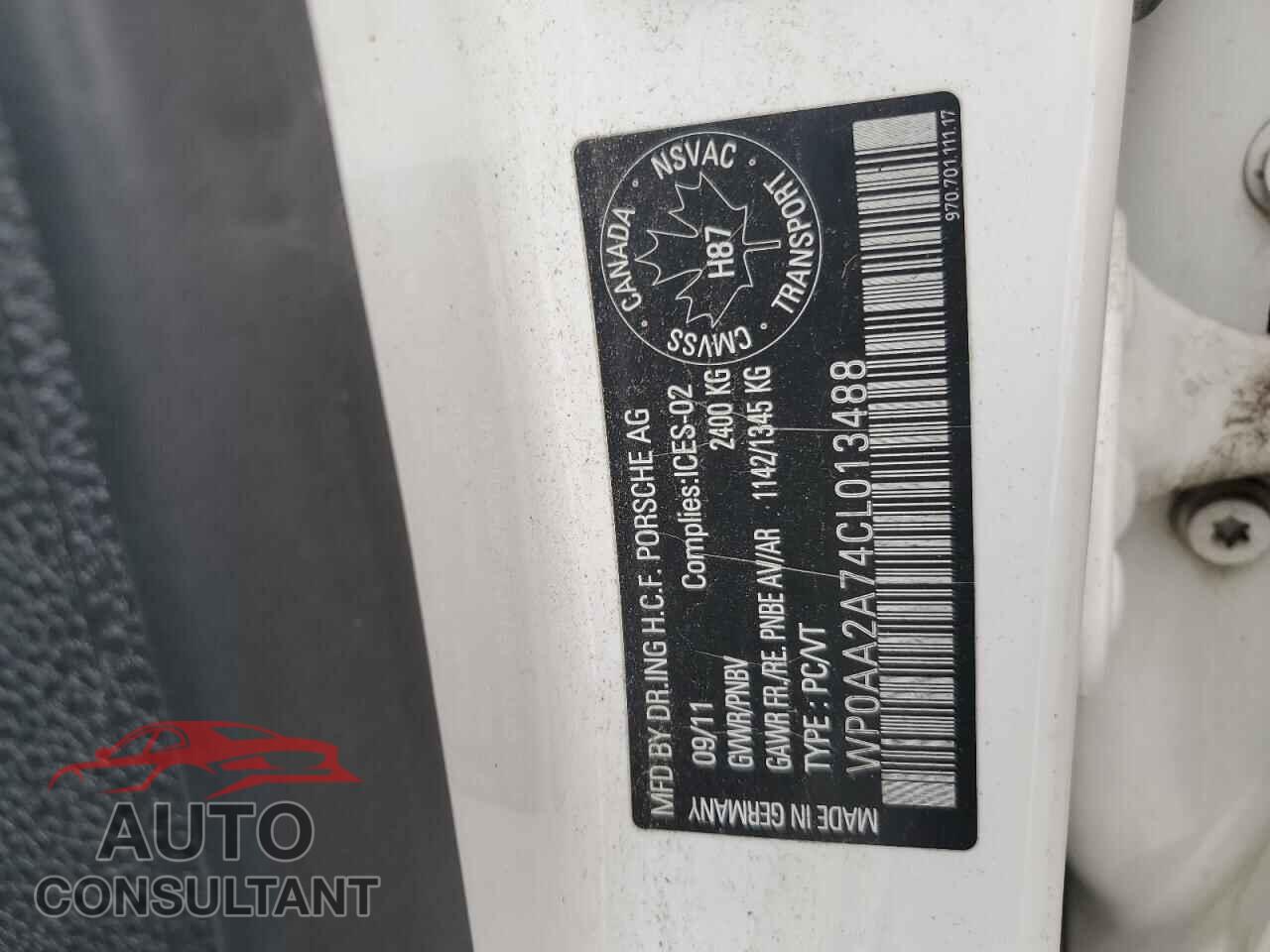 PORSCHE PANAMERA 2012 - WP0AA2A74CL013488