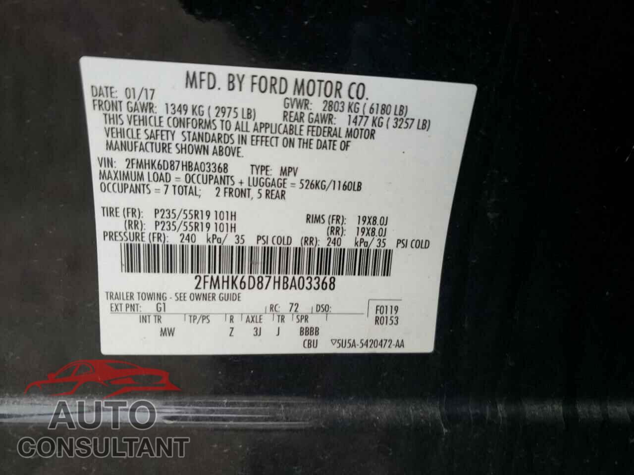 FORD FLEX 2017 - 2FMHK6D87HBA03368