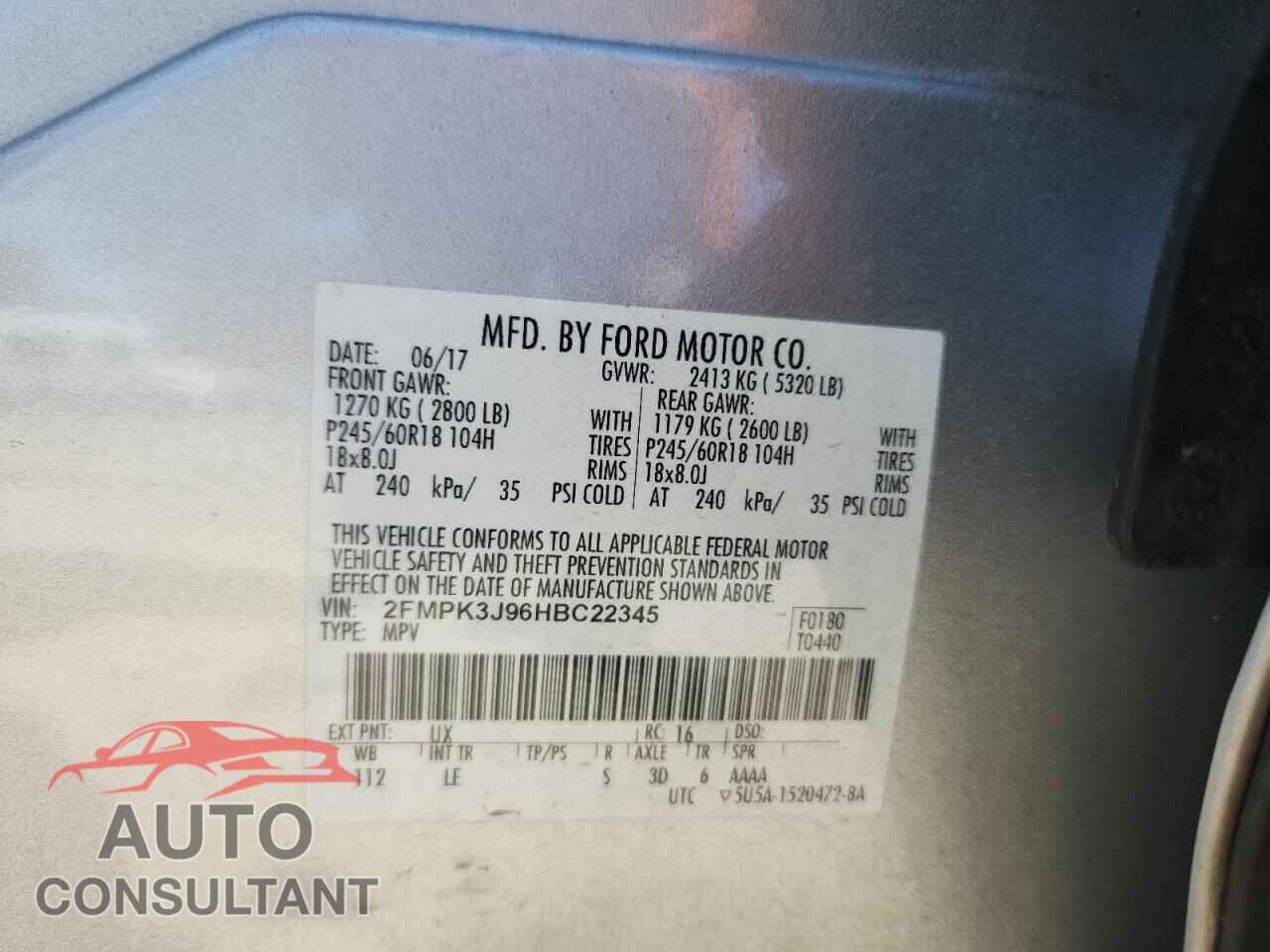 FORD EDGE 2017 - 2FMPK3J96HBC22345