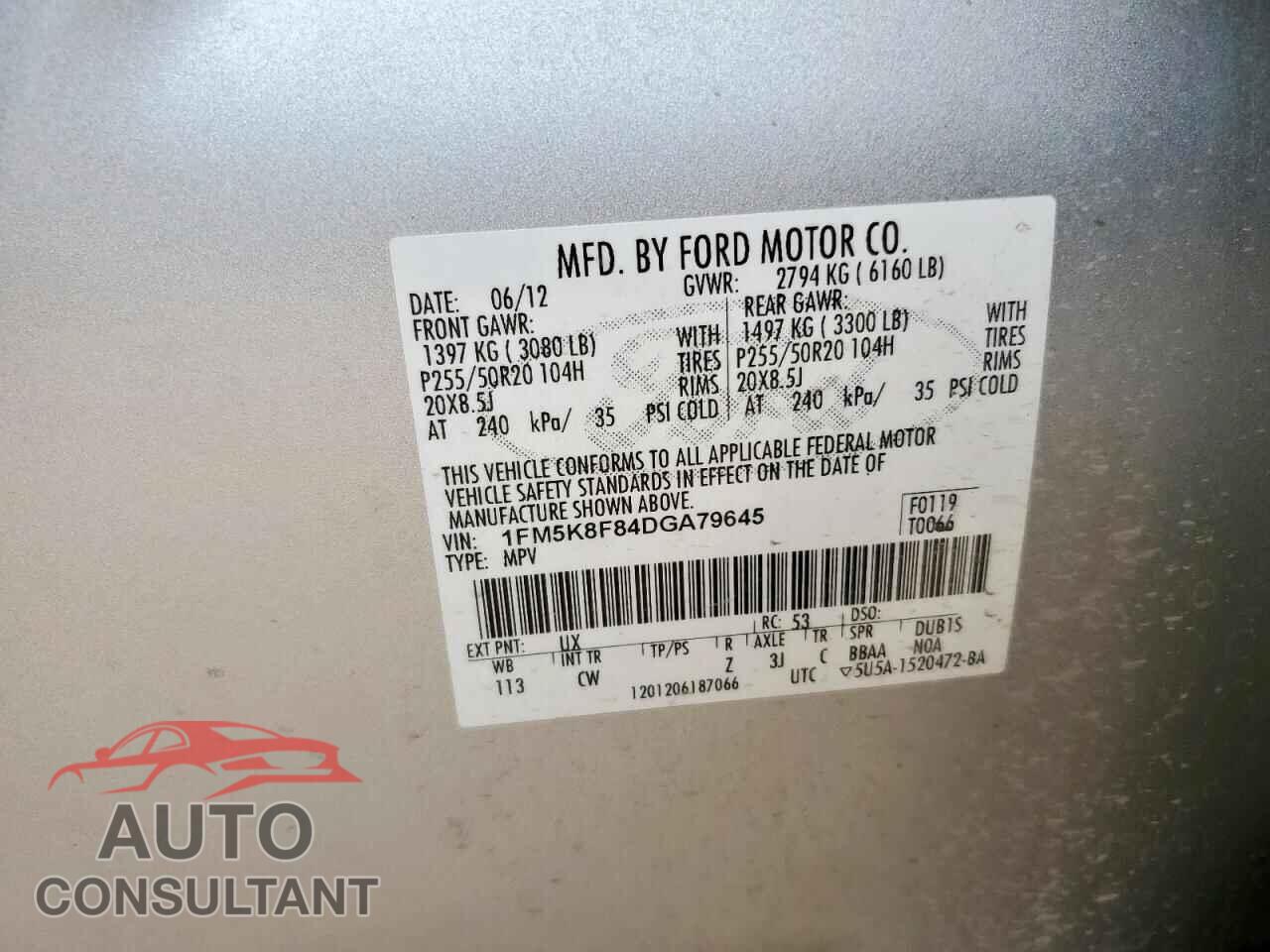 FORD EXPLORER 2013 - 1FM5K8F84DGA79645