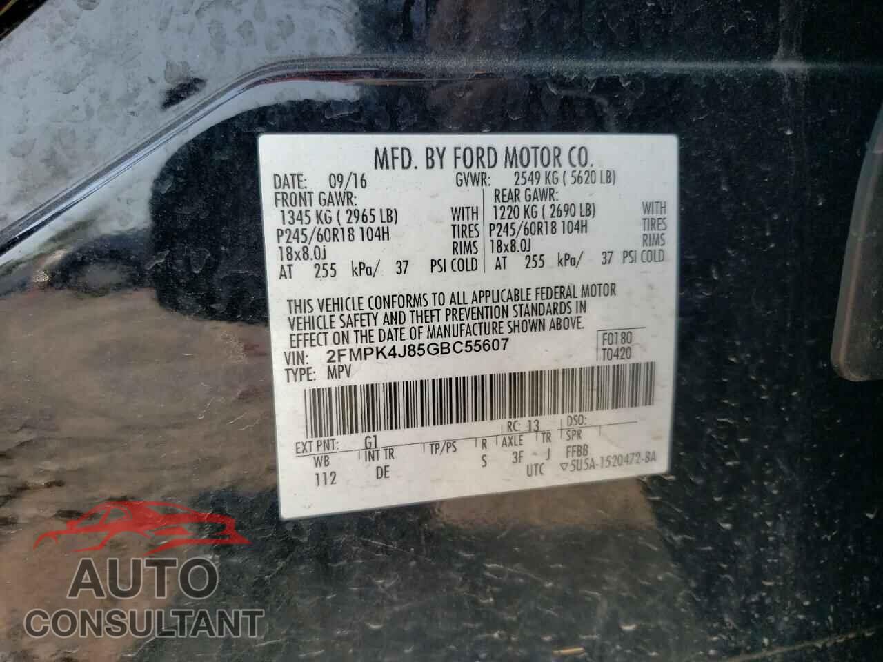 FORD EDGE 2016 - 2FMPK4J85GBC55607