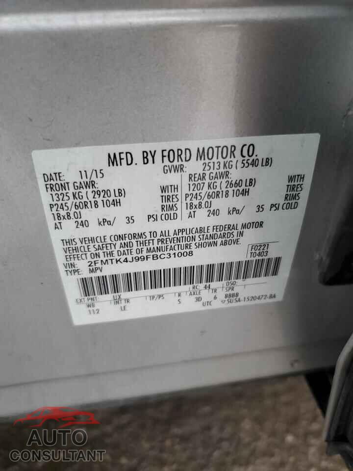 FORD EDGE 2015 - 2FMTK4J99FBC31008