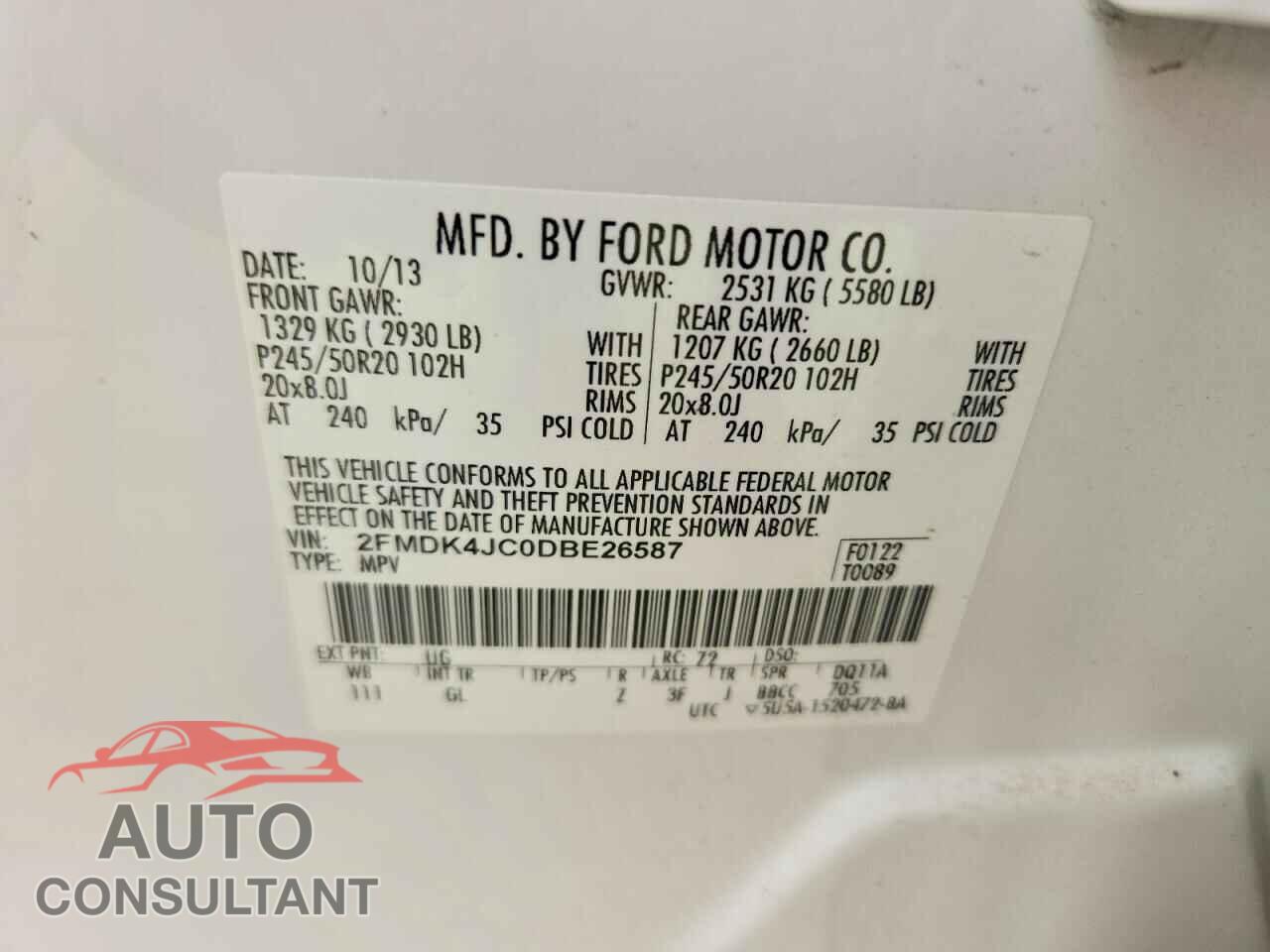 FORD EDGE 2013 - 2FMDK4JC0DBE26587