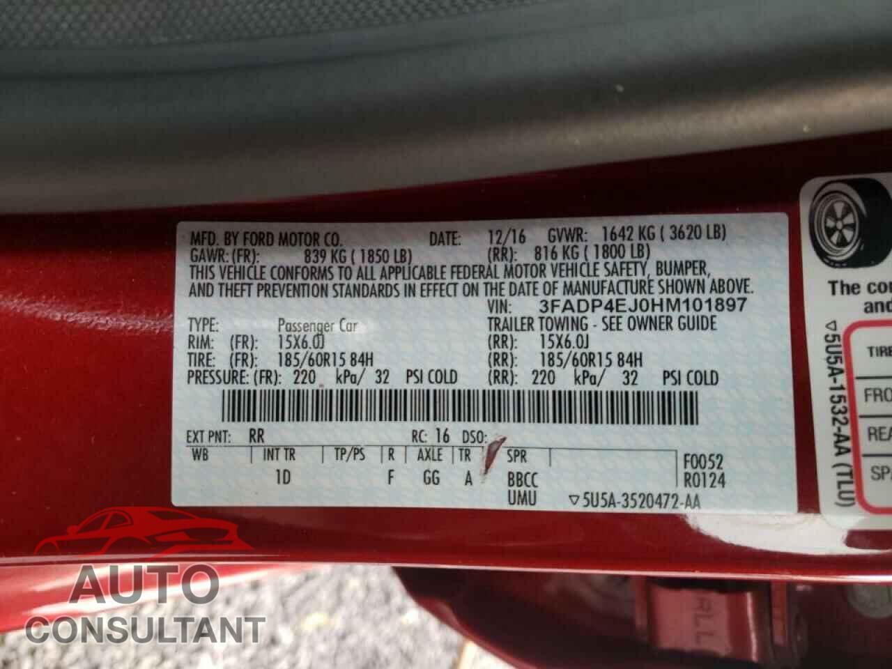 FORD FIESTA 2017 - 3FADP4EJ0HM101897