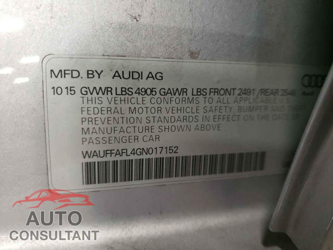 AUDI A4 2016 - WAUFFAFL4GN017152