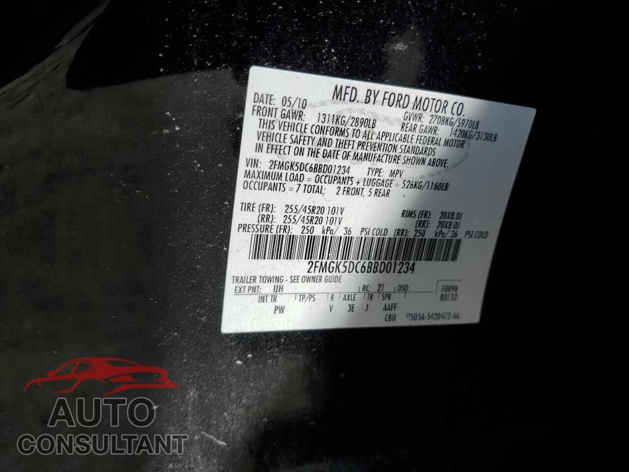 FORD FLEX 2011 - 2FMGK5DC6BBD01234