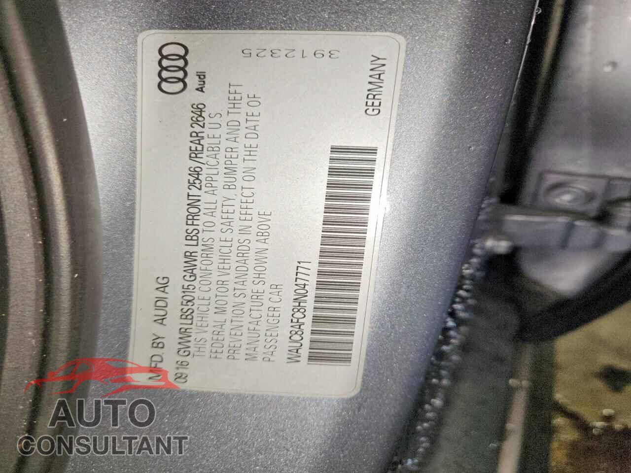 AUDI A6 2017 - WAUC8AFC8HN047771