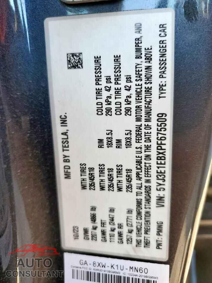 TESLA MODEL 3 2023 - 5YJ3E1EBXPF675509