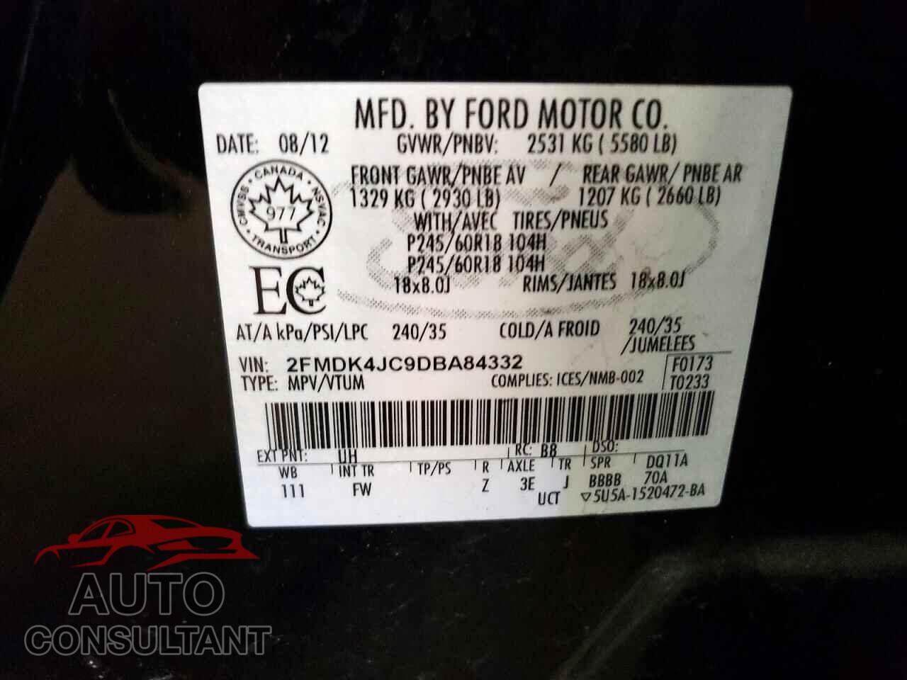 FORD EDGE 2013 - 2FMDK4JC9DBA84332