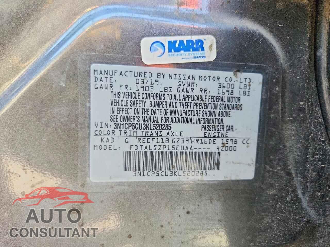 NISSAN KICKS 2019 - 3N1CP5CU3KL520285