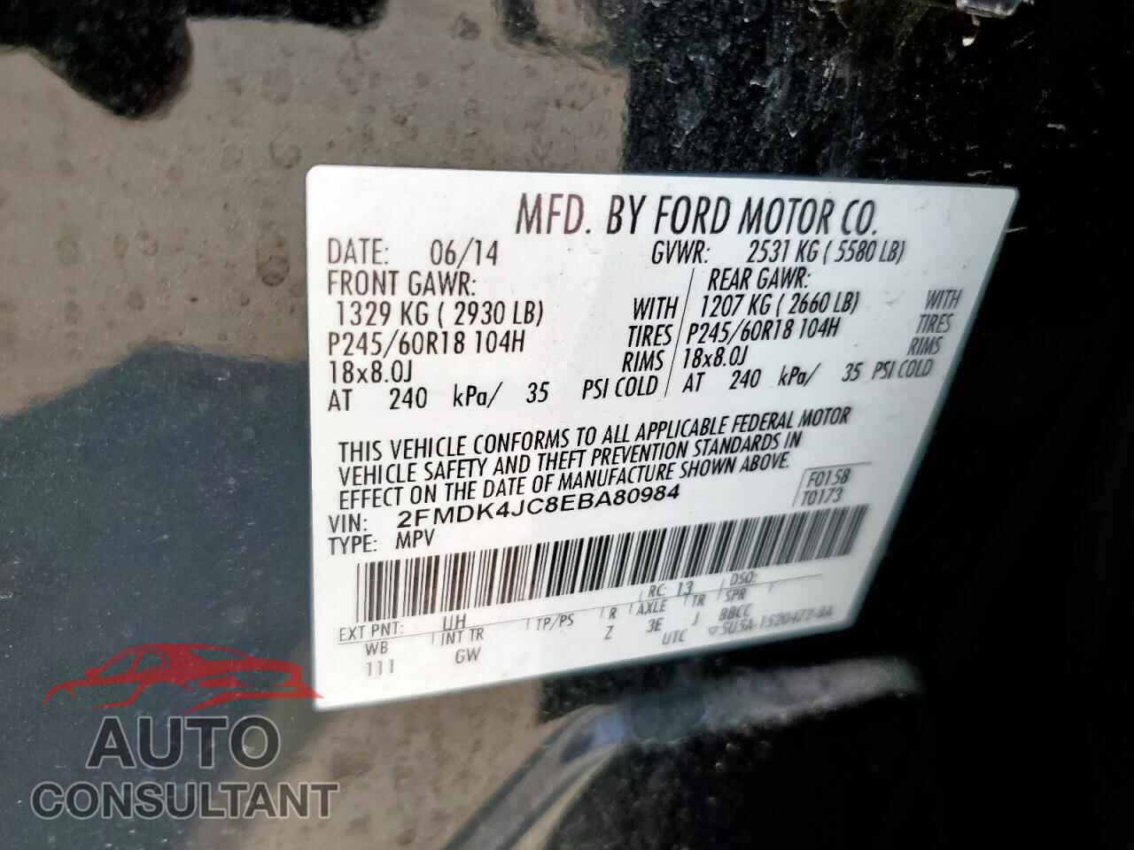FORD EDGE 2014 - 2FMDK4JC8EBA80984