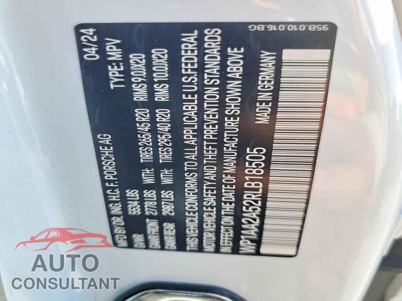 PORSCHE MACAN 2024 - WP1AA2A52RLB18505