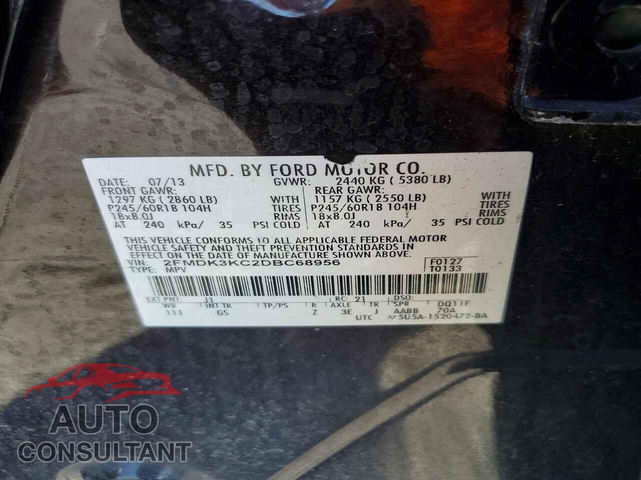 FORD EDGE 2013 - 2FMDK3KC2DBC68956