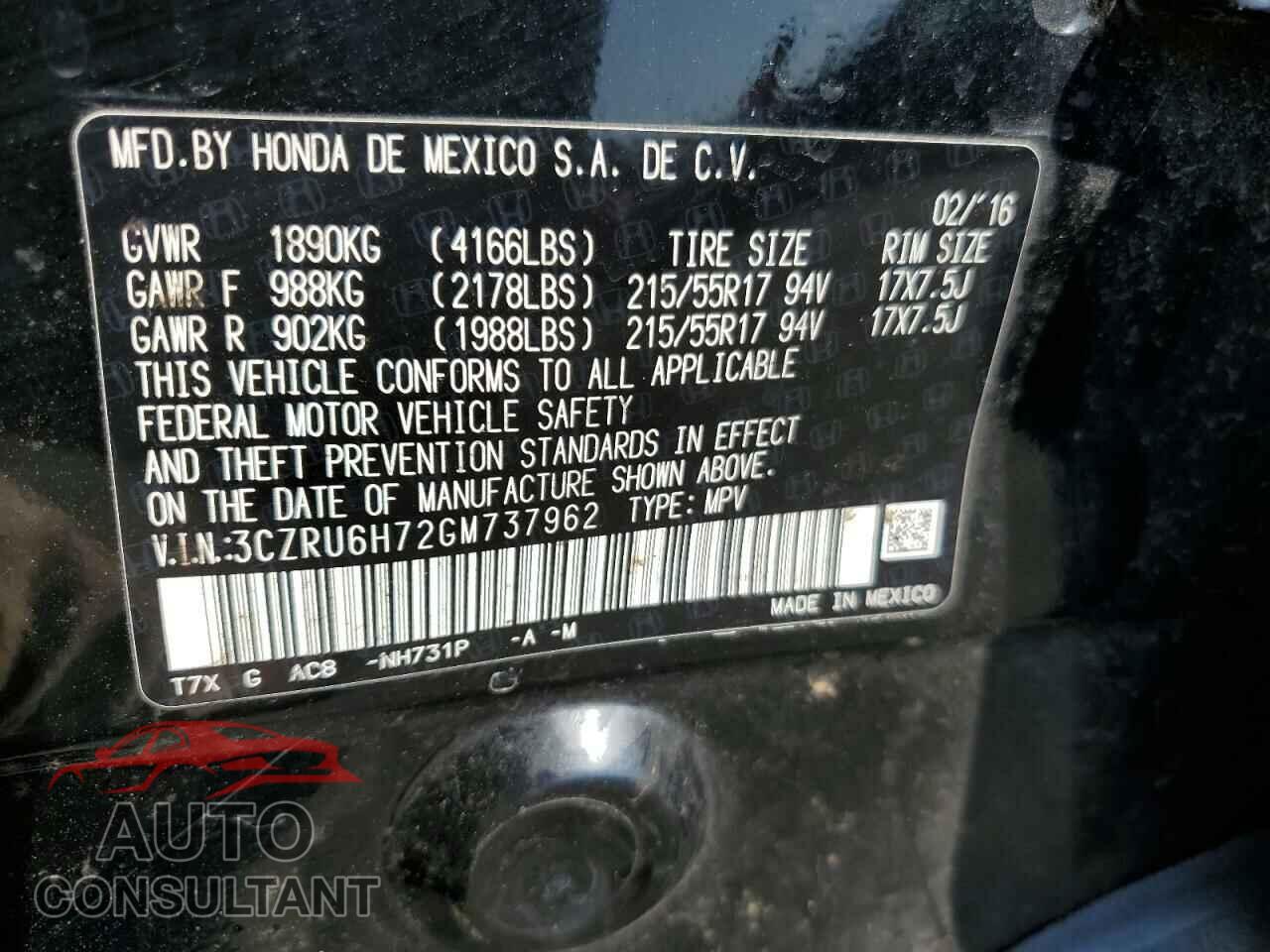 HONDA HR-V 2016 - 3CZRU6H72GM737962