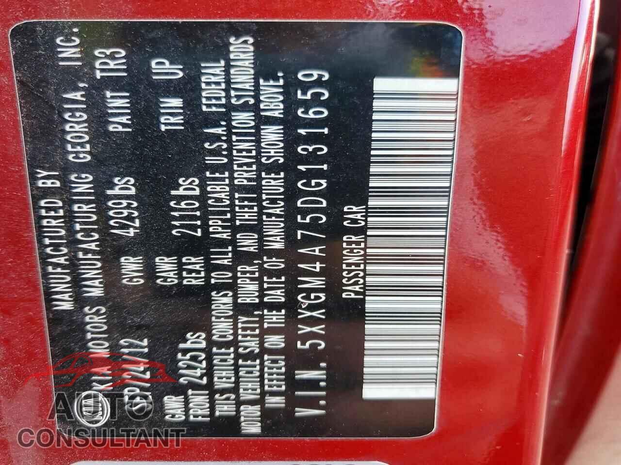 KIA OPTIMA 2013 - 5XXGM4A75DG131659