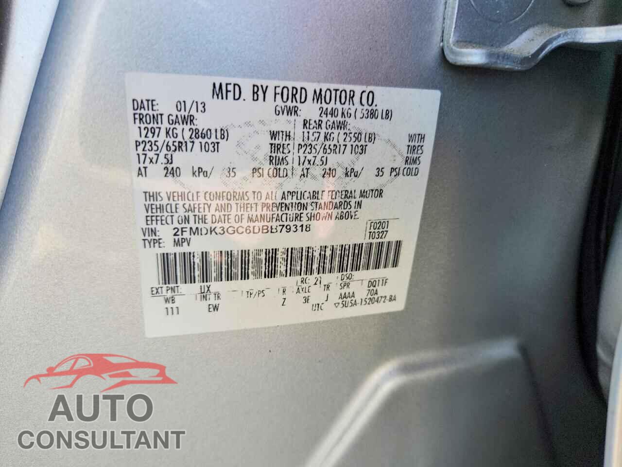 FORD EDGE 2013 - 2FMDK3GC6DBB79318