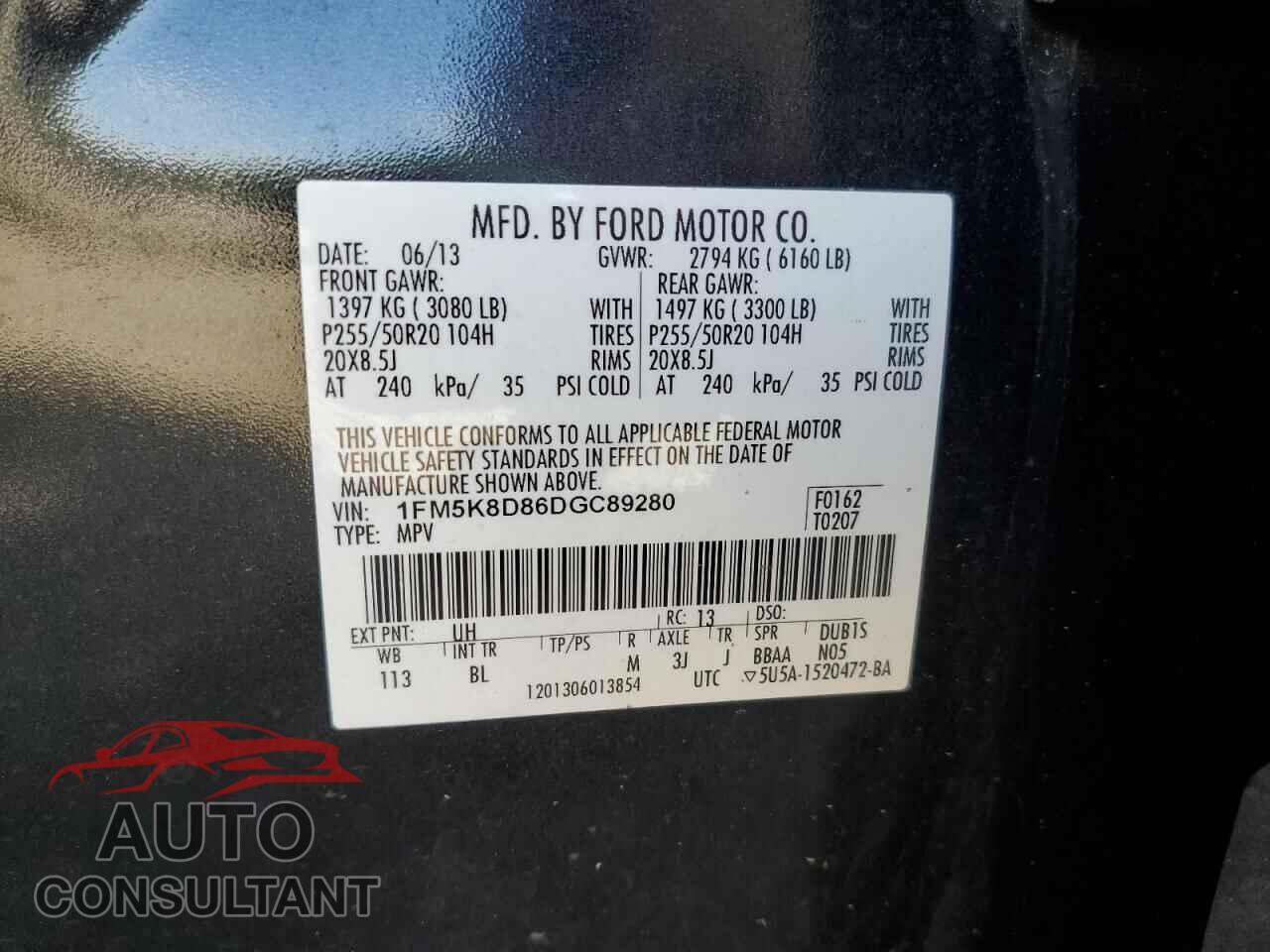 FORD EXPLORER 2013 - 1FM5K8D86DGC89280