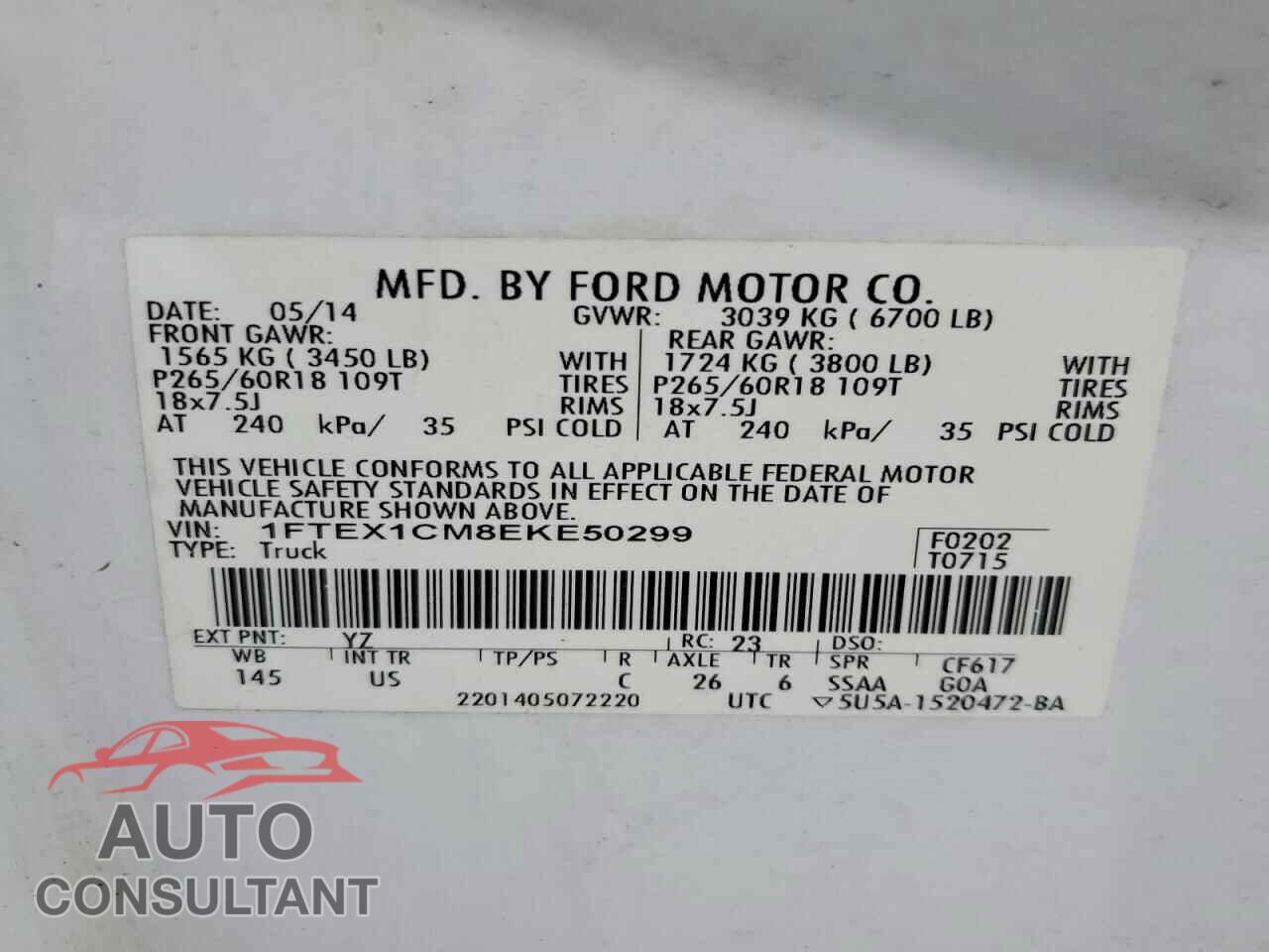 FORD F150 2014 - 1FTEX1CM8EKE50299
