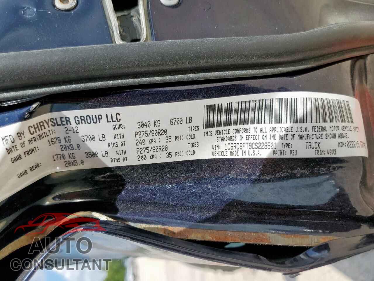 DODGE RAM 1500 2012 - 1C6RD6FT9CS228501