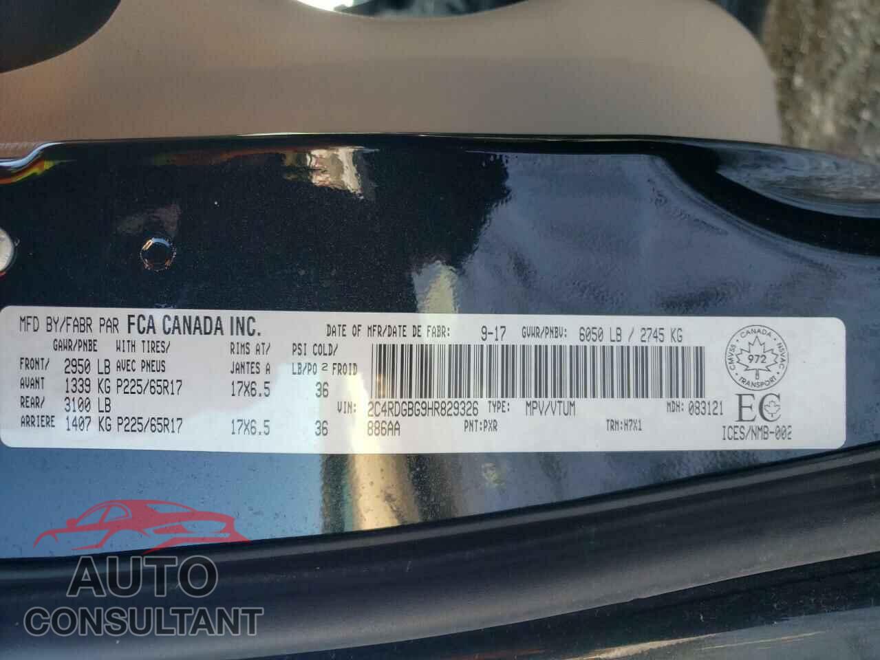 DODGE CARAVAN 2017 - 2C4RDGBG9HR829326
