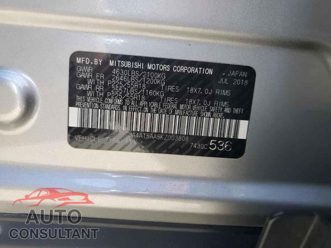MITSUBISHI ECLIPSE 2019 - JA4AT5AA5KZ003808