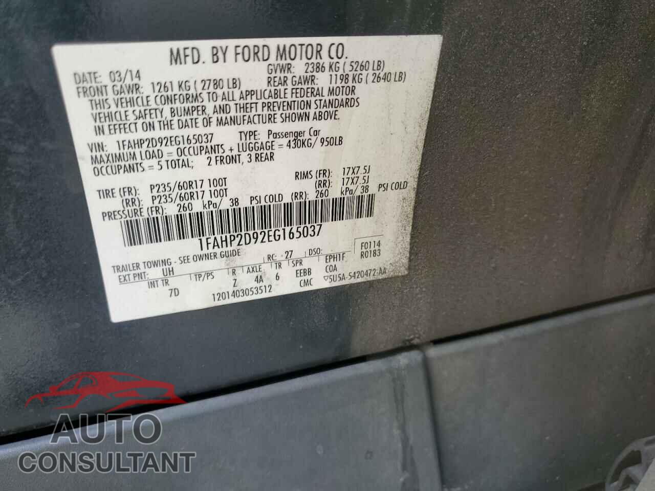 FORD TAURUS 2014 - 1FAHP2D92EG165037
