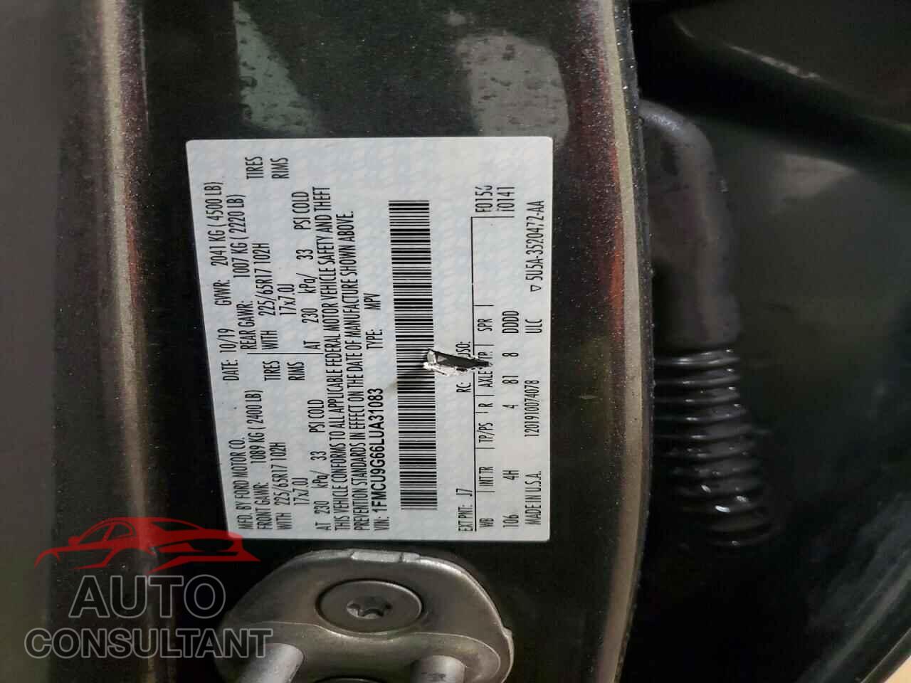 FORD ESCAPE 2020 - 1FMCU9G66LUA31083