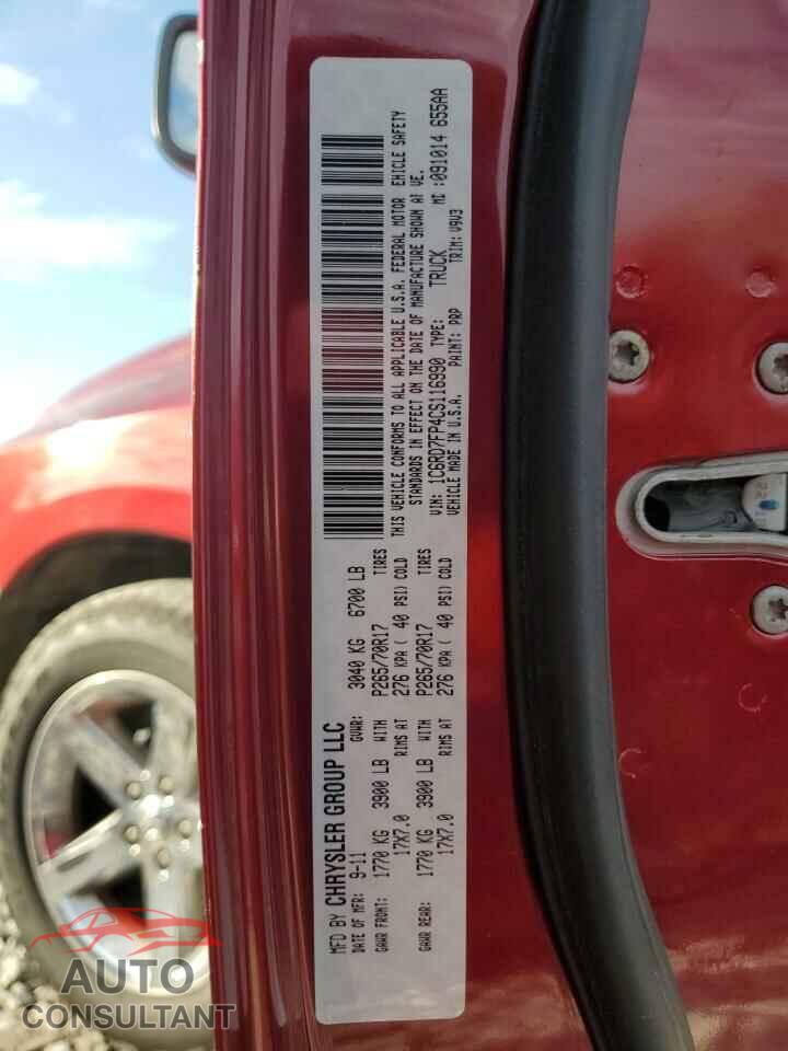 DODGE RAM 1500 2012 - 1C6RD7FP4CS116990