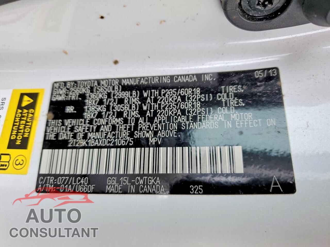 LEXUS RX350 2013 - 2T2BK1BAXDC210675