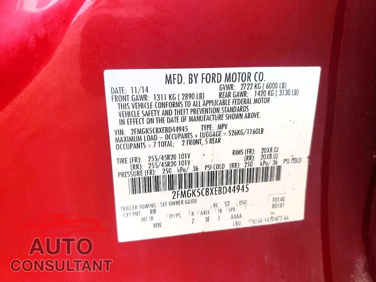 FORD FLEX 2014 - 2FMGK5C8XEBD44945