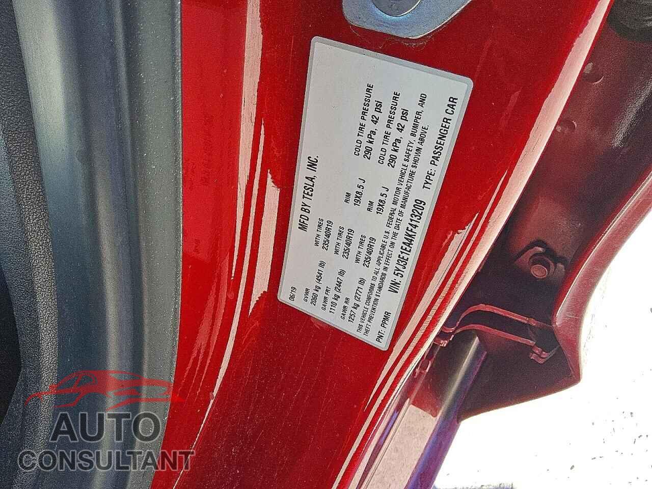 TESLA MODEL 3 2019 - 5YJ3E1EA4KF413209