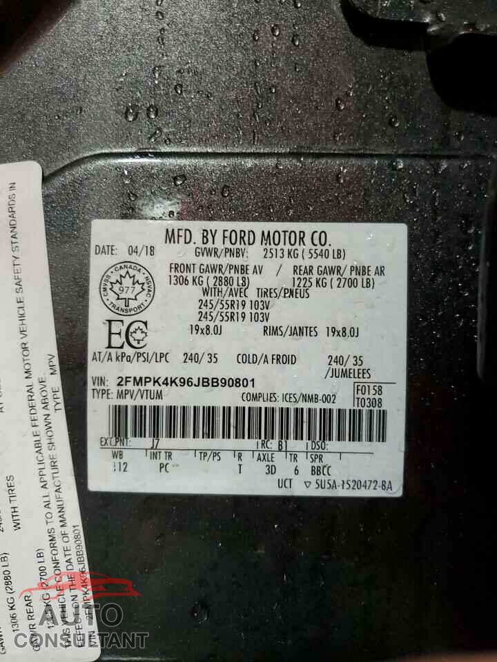 FORD EDGE 2018 - 2FMPK4K96JBB90801